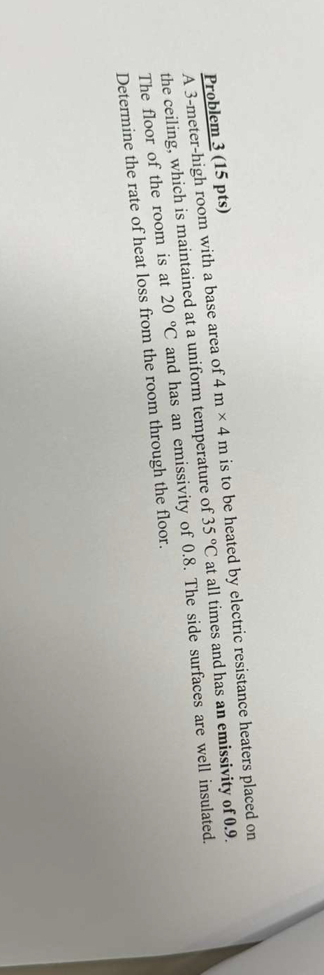 Problem 3 ( 1 5 pts ) A 3 - meter - high room