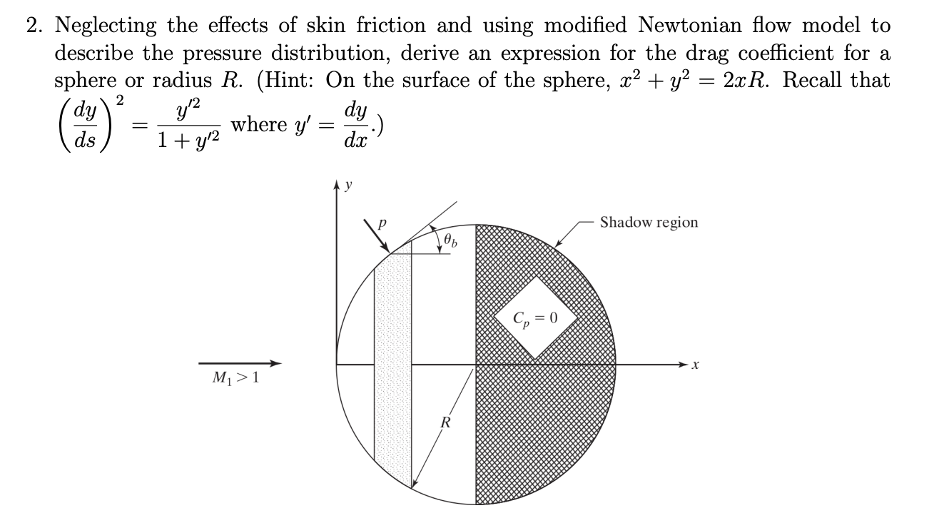 Neglecting the effects of skin friction and using