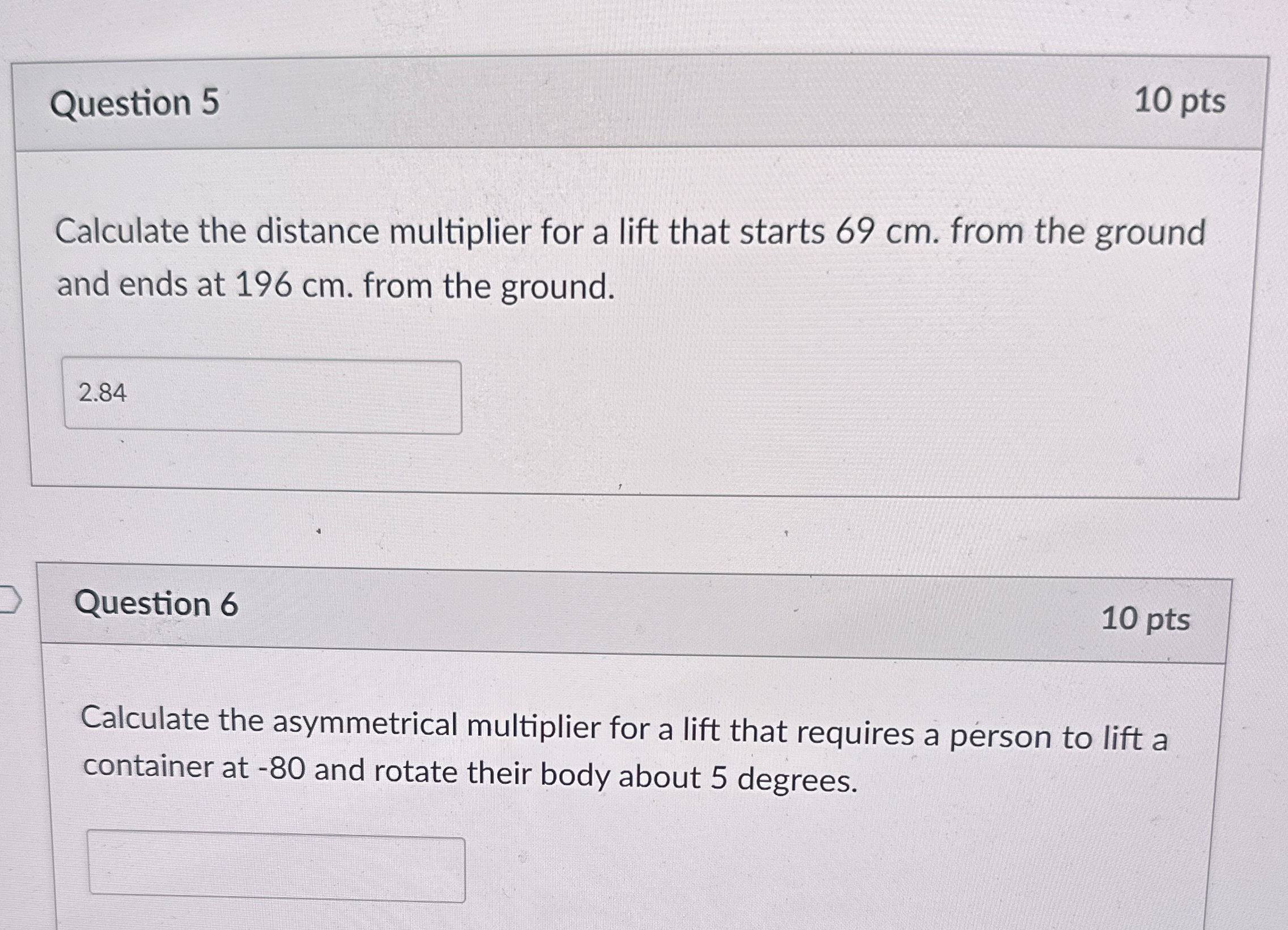 Question 5 1 0 pts Calculate the distance