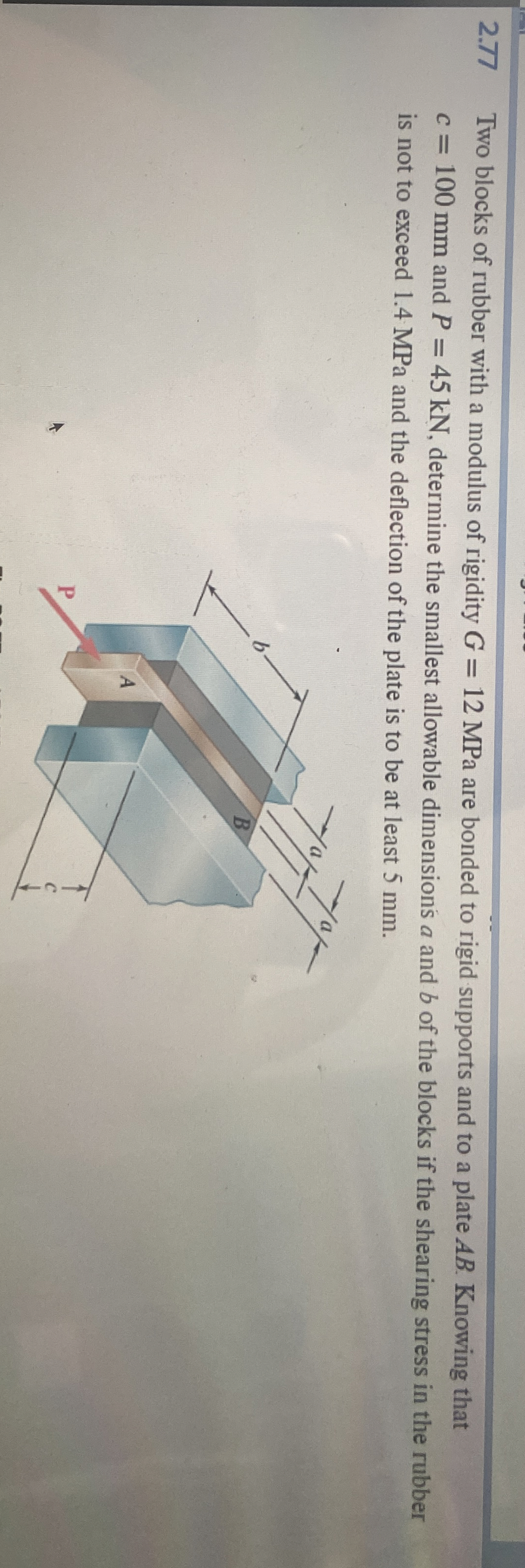 2 . 7 7 Two blocks of rubber with a modulus of