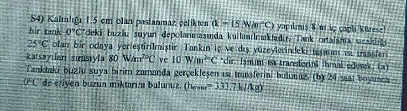 S 4 ) Kalinlig 1 . 5 cm olan paslanmaz celikten