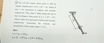 The rod 4 motites about poist A with in angular