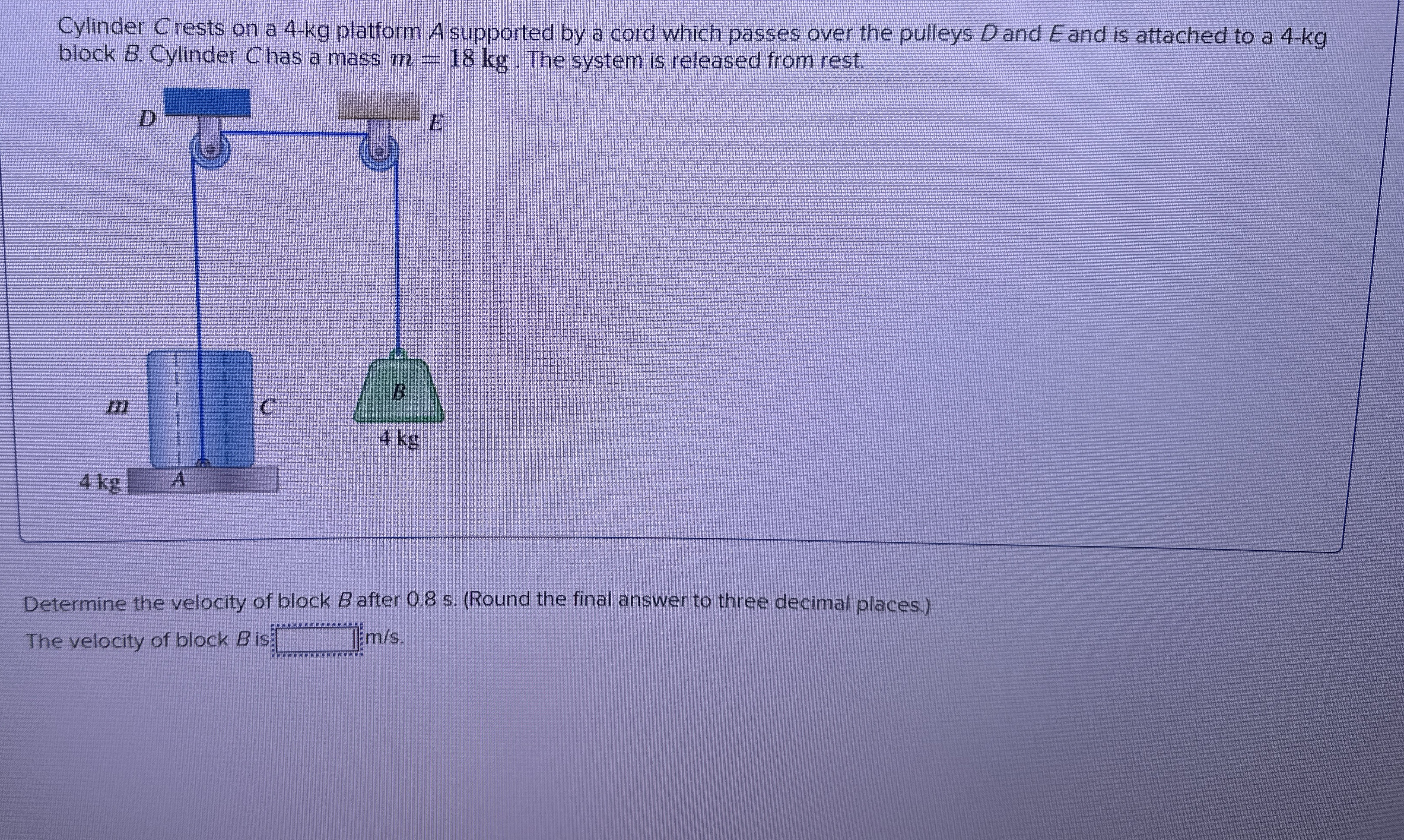 Cylinder Crests on a 4 - kg platform A supported