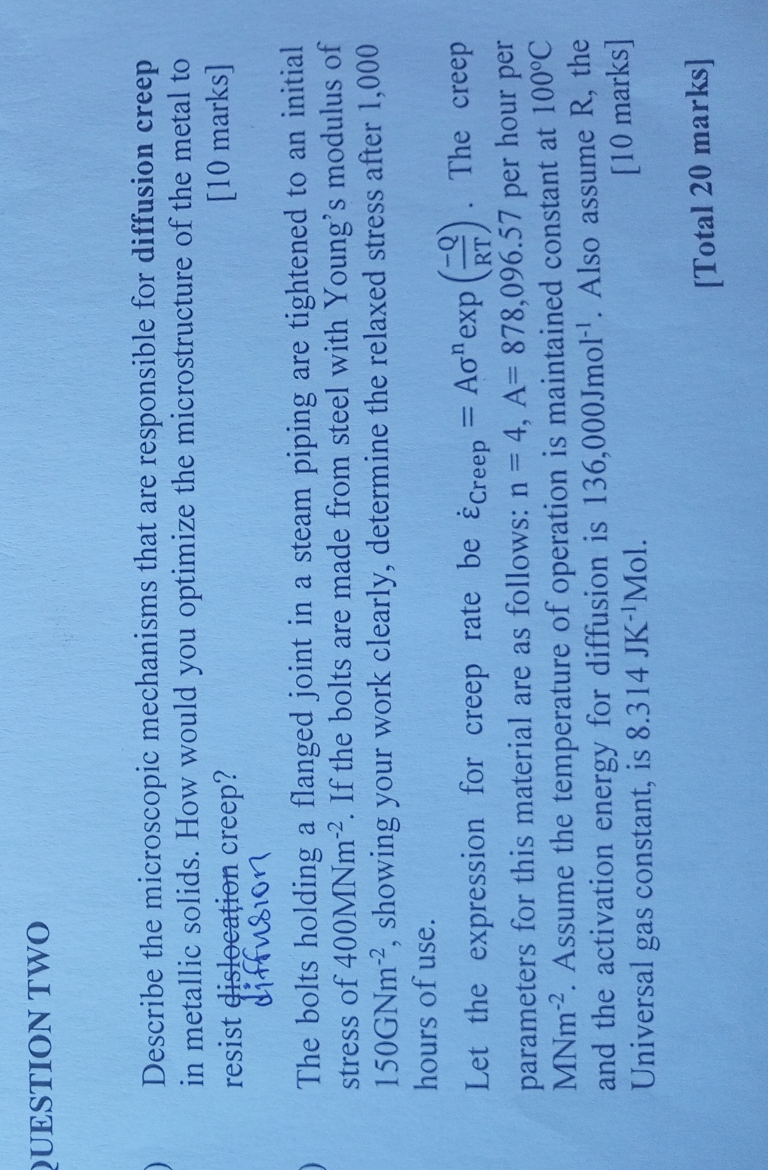 UESTION TWO Describe the microscopic mechanisms