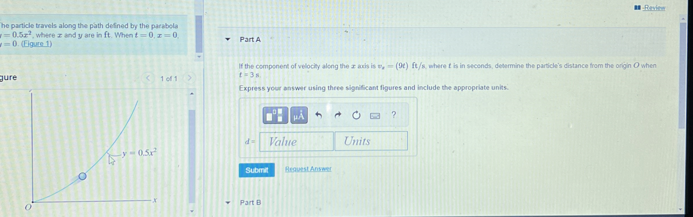 Review he particle travels along the path defined
