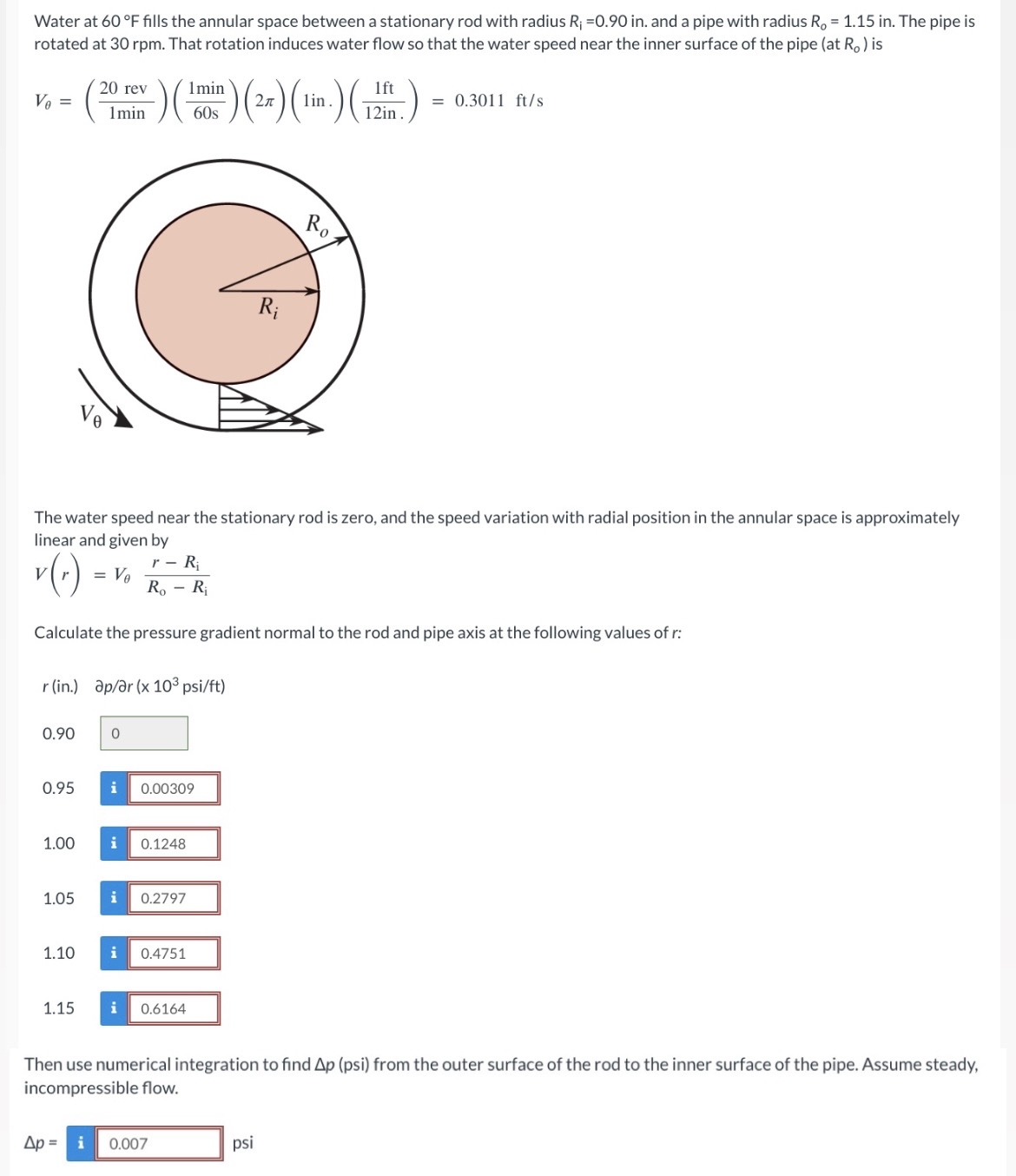 Water at 6 0 F fills the annular space between a