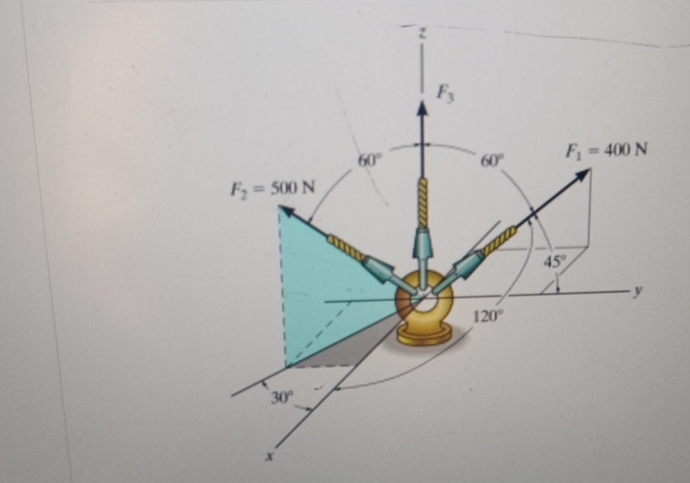 F 3 = 3 0 0 N Determine the magnitude of the