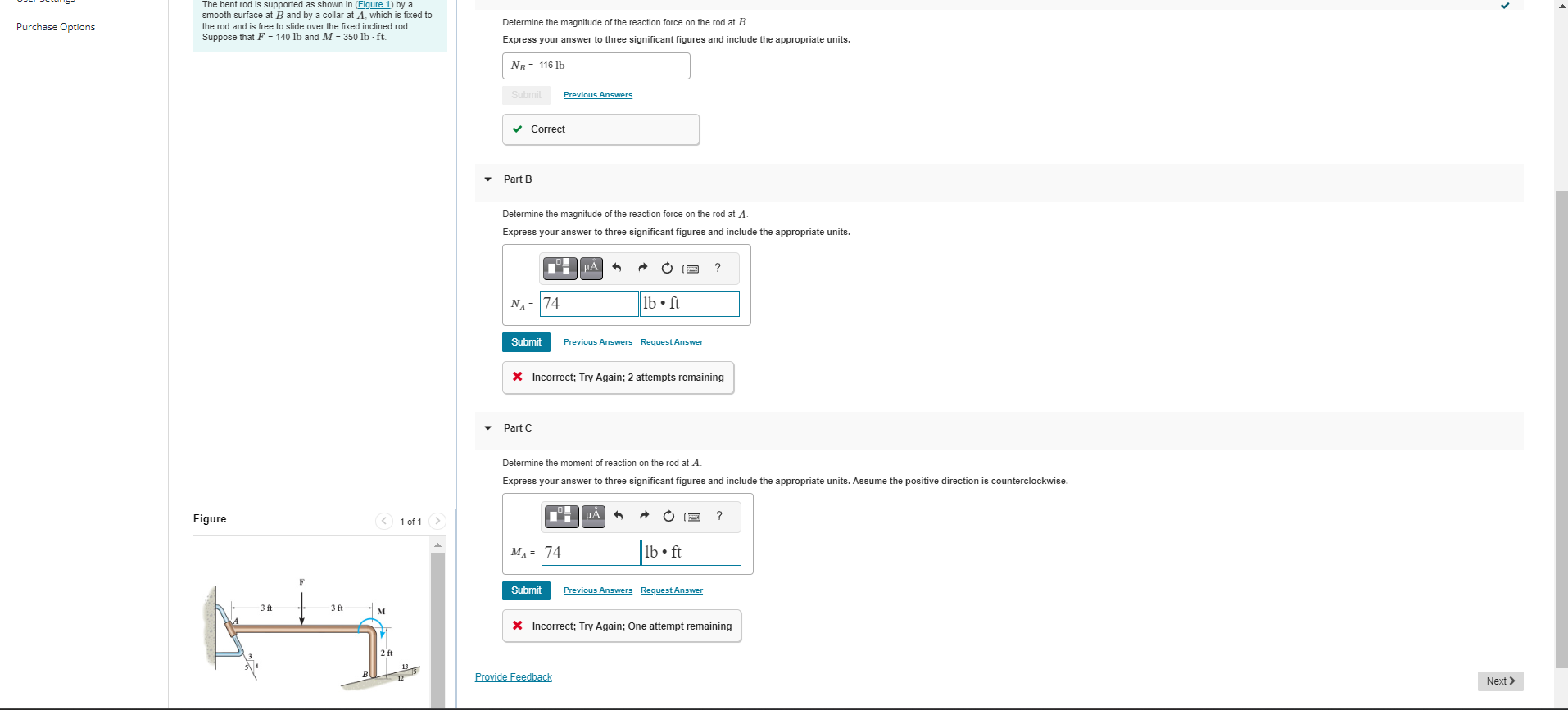 The rod shown in ( Figure 1 ) is supported by
