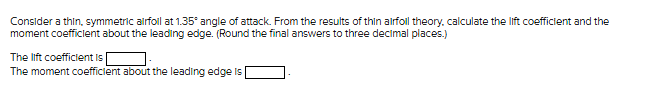 Consider a thin, symmetric alifoll at \ ( 1 . 3 5