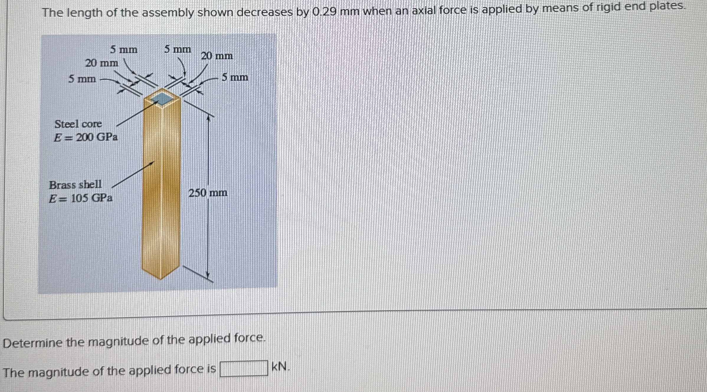 The length of the assembly shown decreases by 0 .