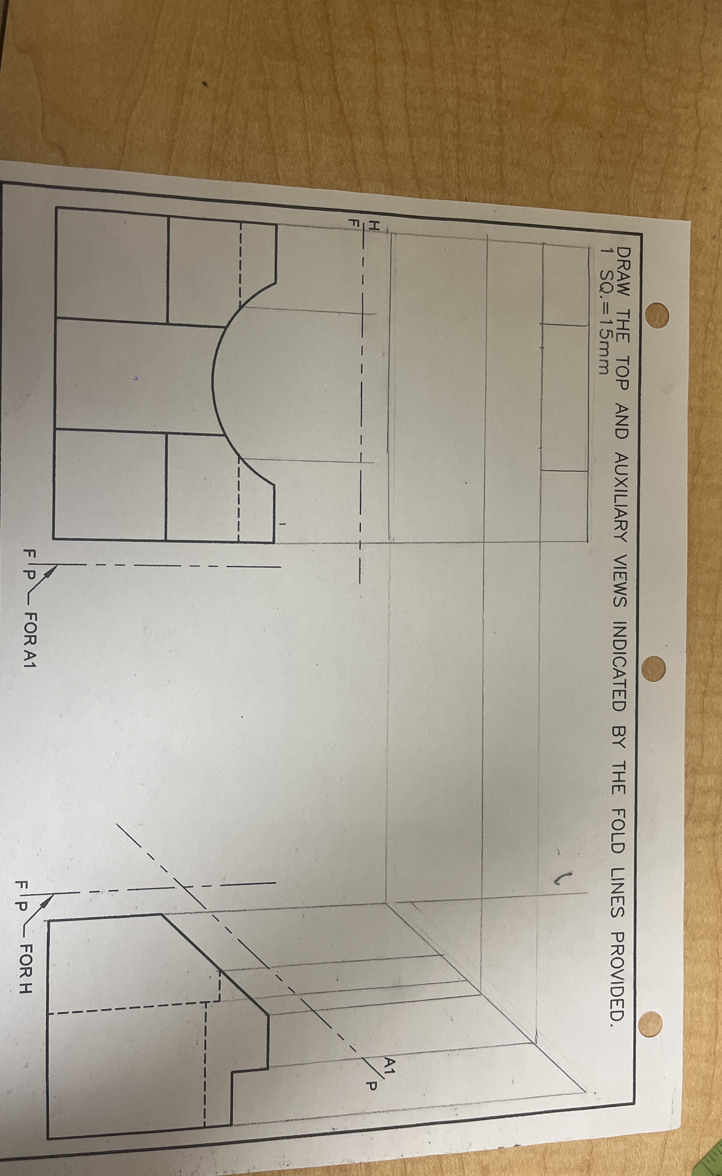 How to solve DRAW THE TOP AND AUXILIARY VIEWS