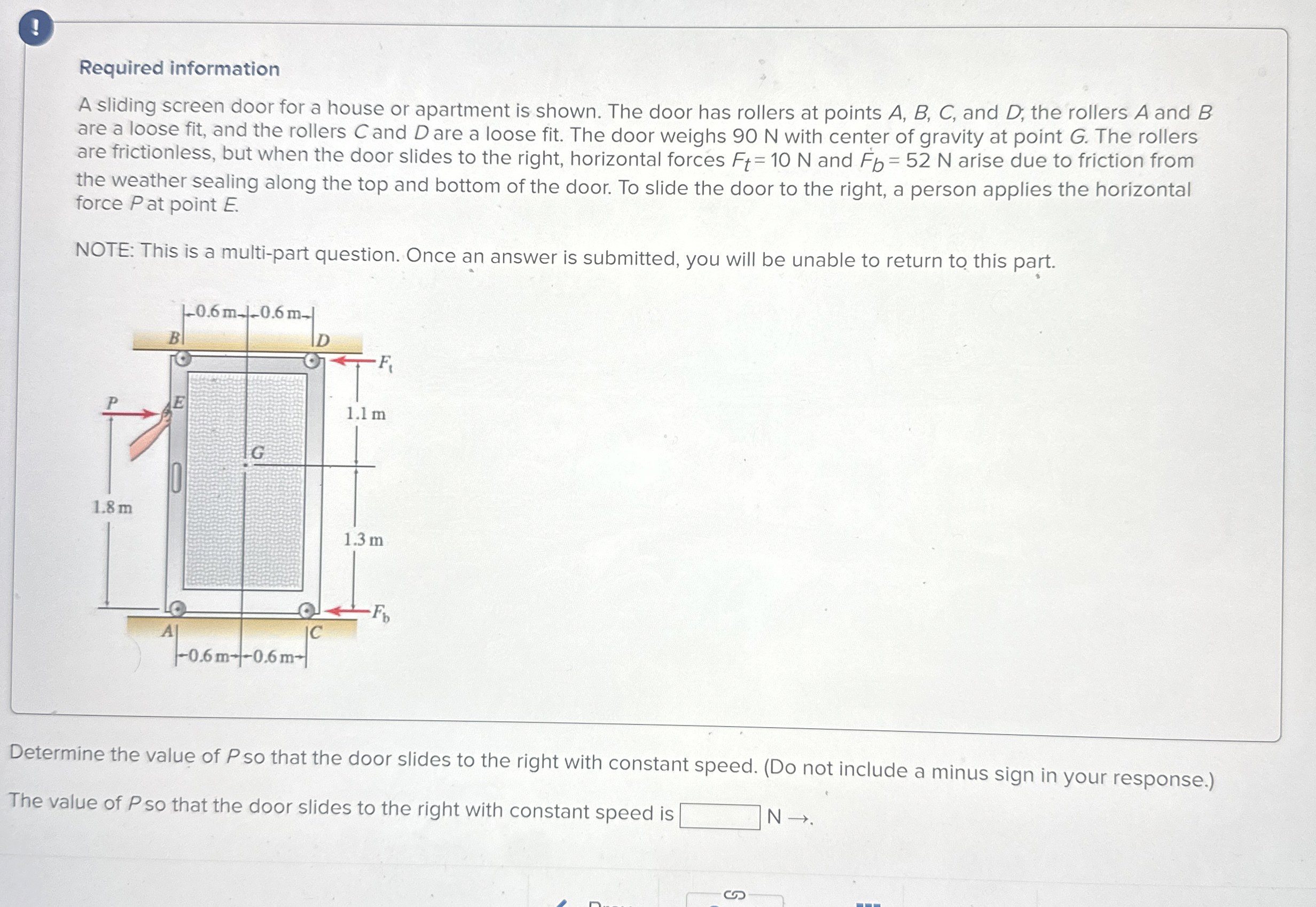 Required information A sliding screen door for a