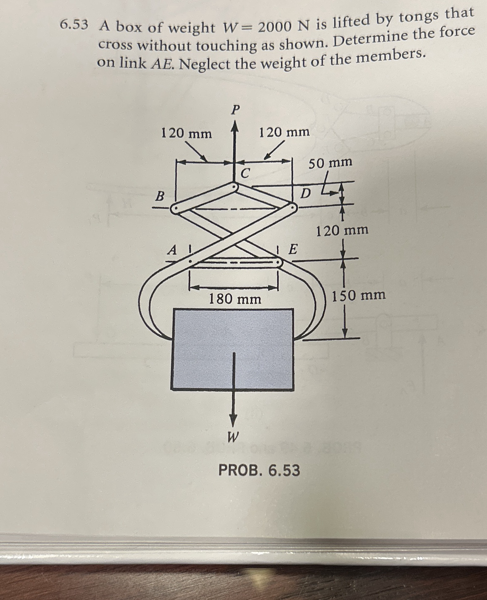 6 . 5 3 A box of weight W = 2 0 0 0 N is lifted