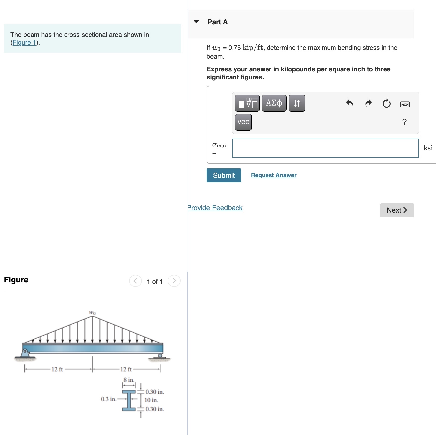 Part A The beam has the cross - sectional area