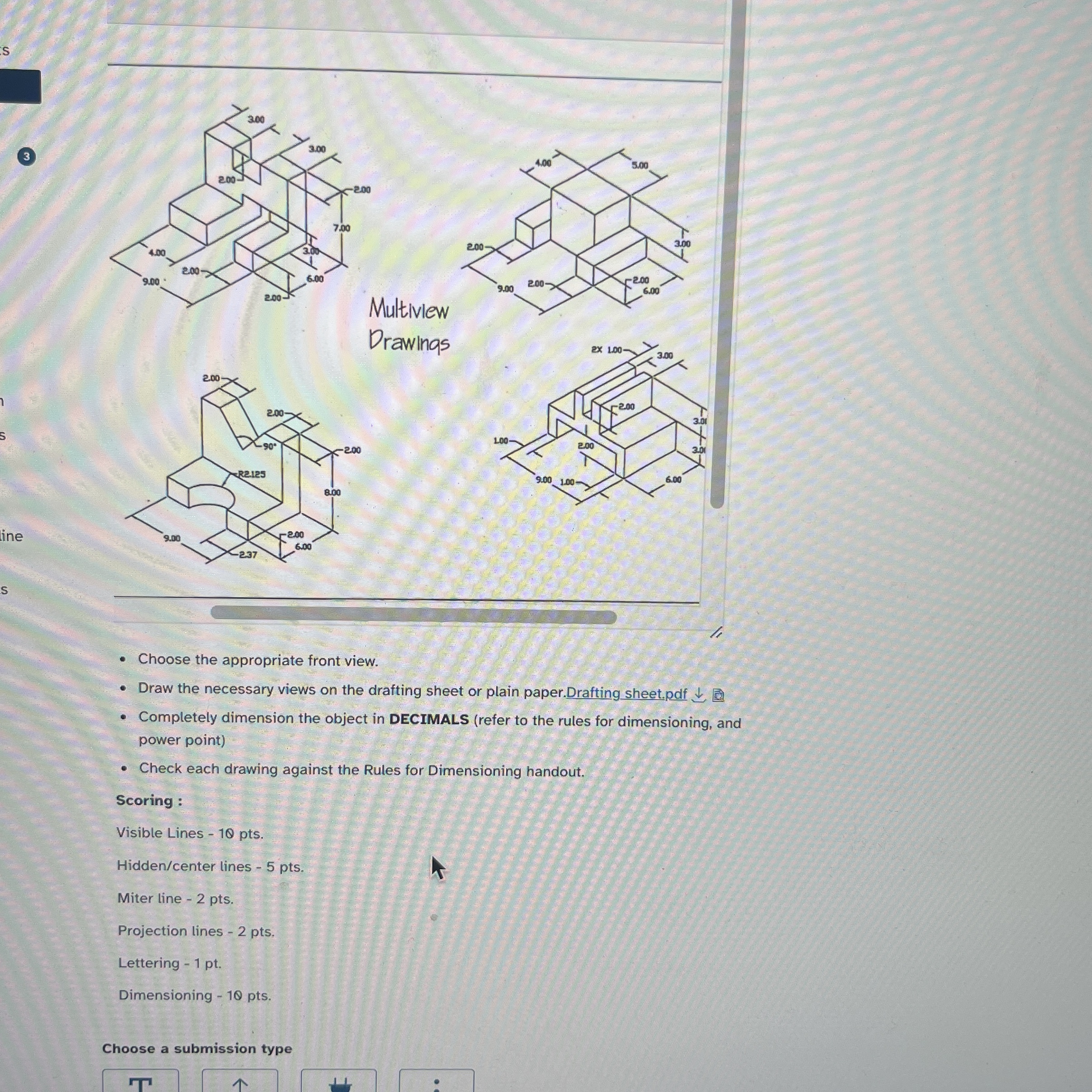 3 Choose the appropriate front view. Draw the