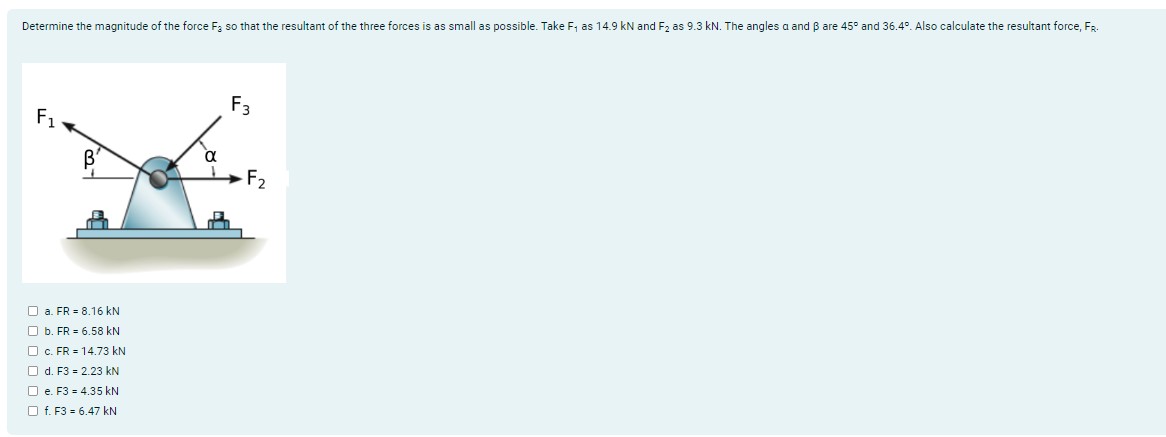 a . F R = 8 . 1 6 k N b . F R = 6 . 5 8 k N c . F