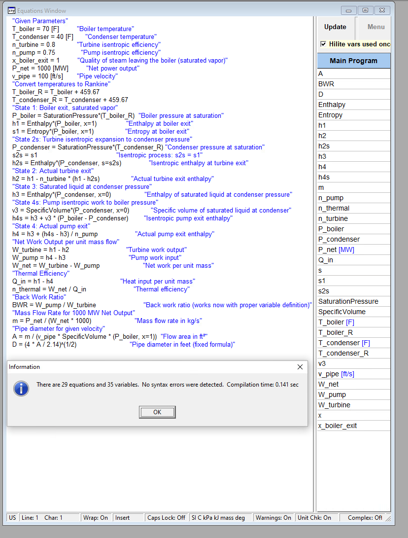 Help me make this EES code run. to solve this