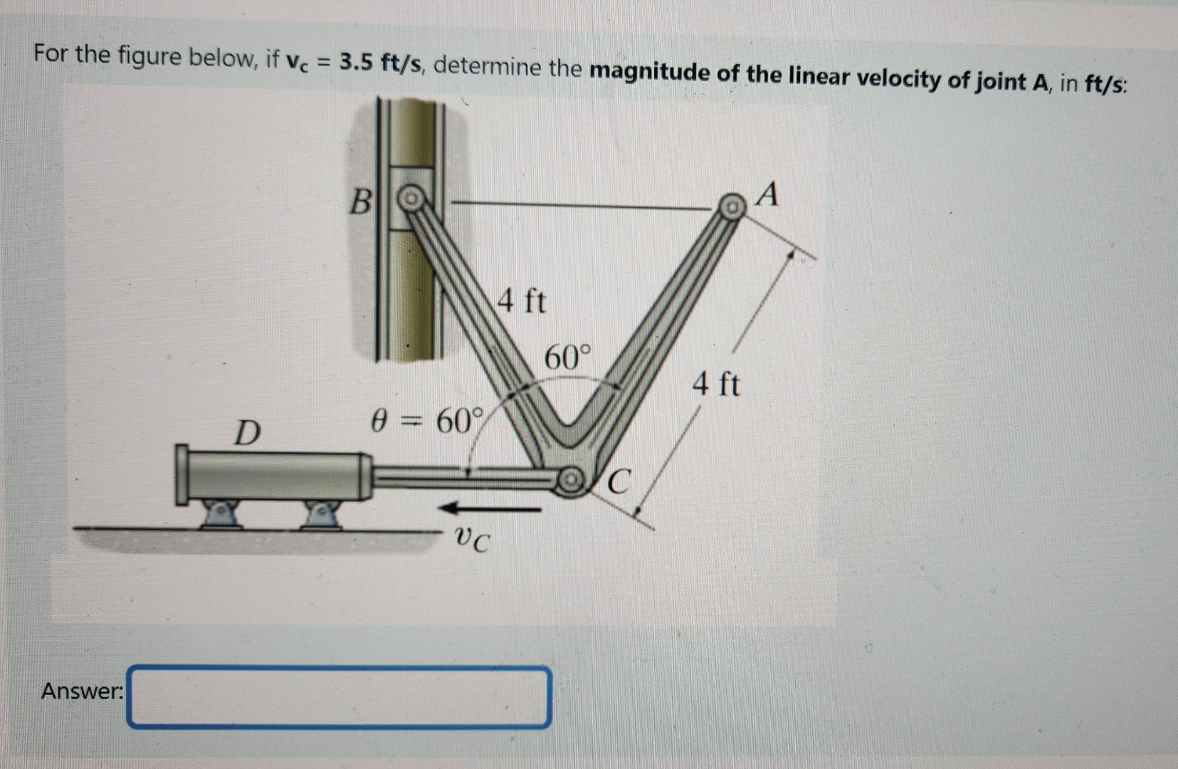 For the figure below, if v c = 3 . 5 f t s ,