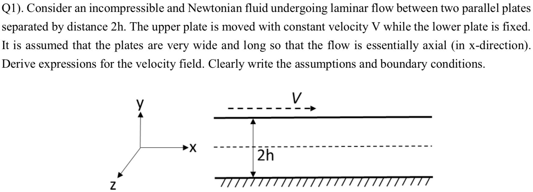 Q 1 ) . Consider an incompressible and Newtonian