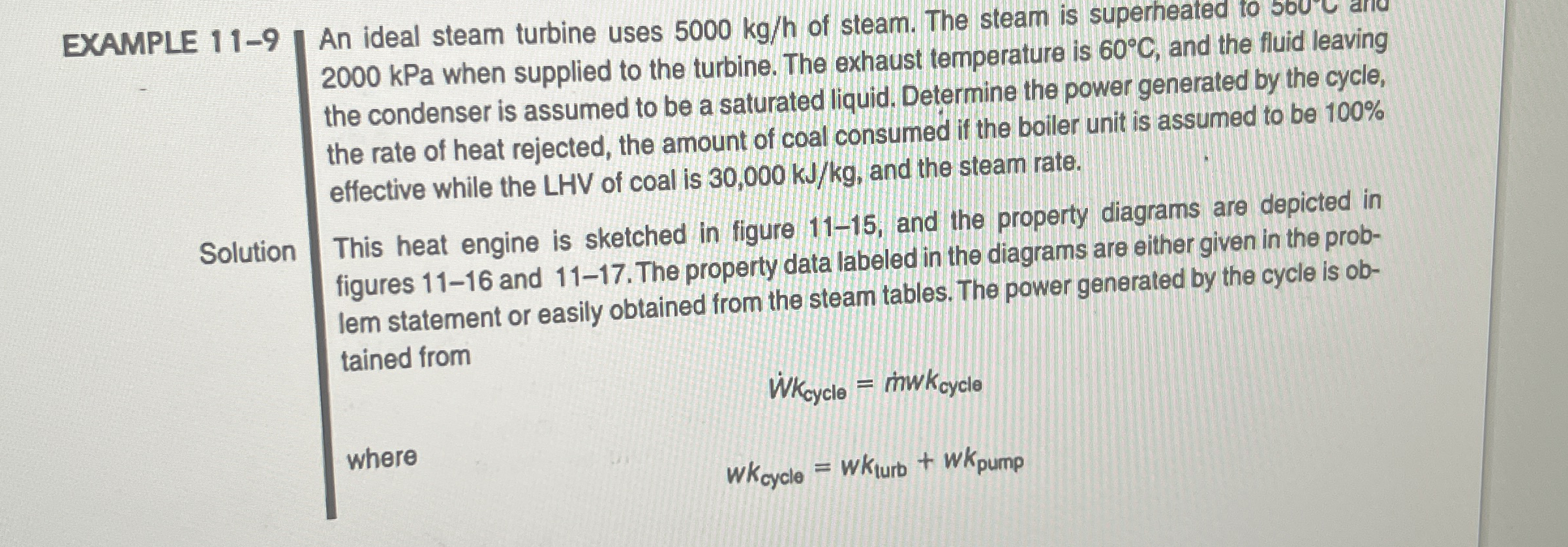 EXAMPLE 1 1 - 9 An ideal steam turbine uses 5 0 0