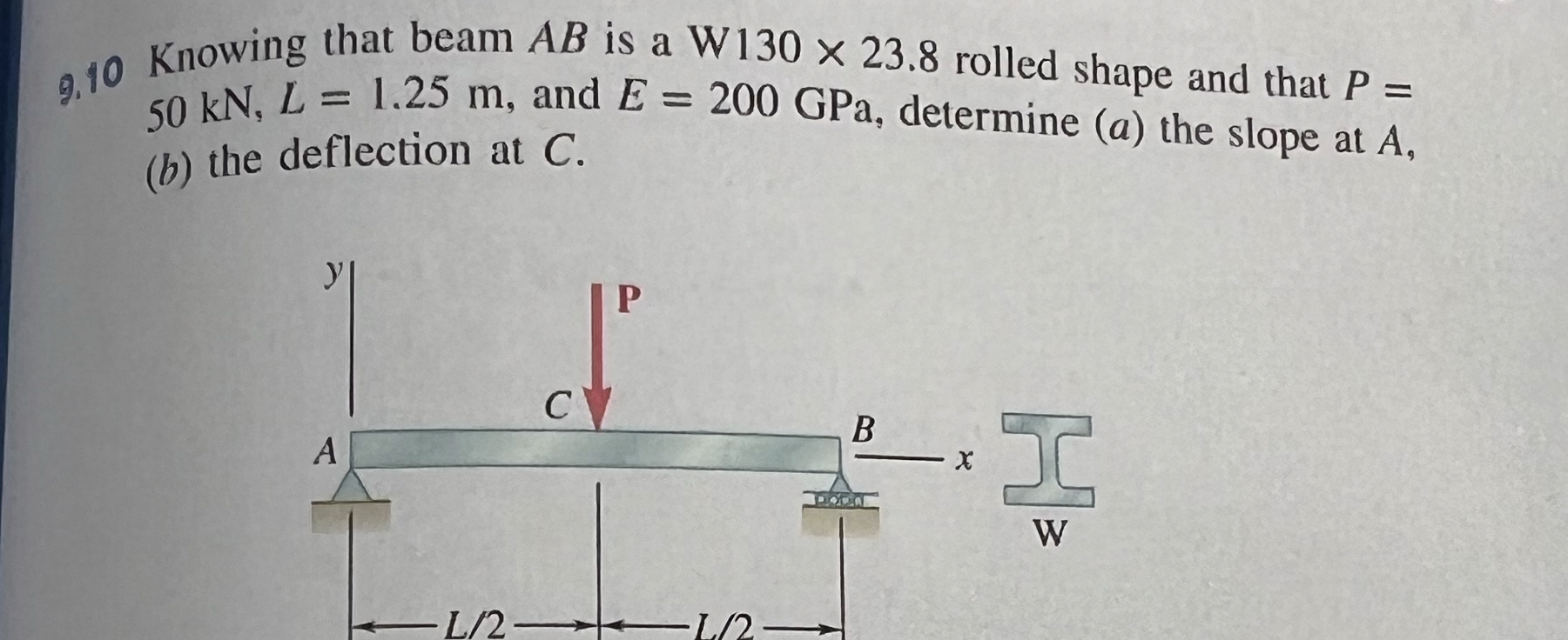 g . 1 0 Knowing that beam A B is a W 1 3 0 2 3 .