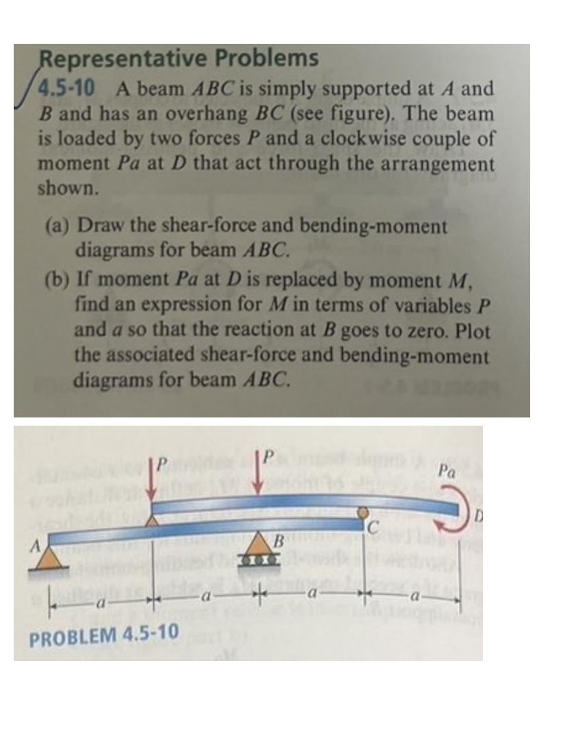 Representative Problems 4 . 5 - 1 0 A beam ABC is