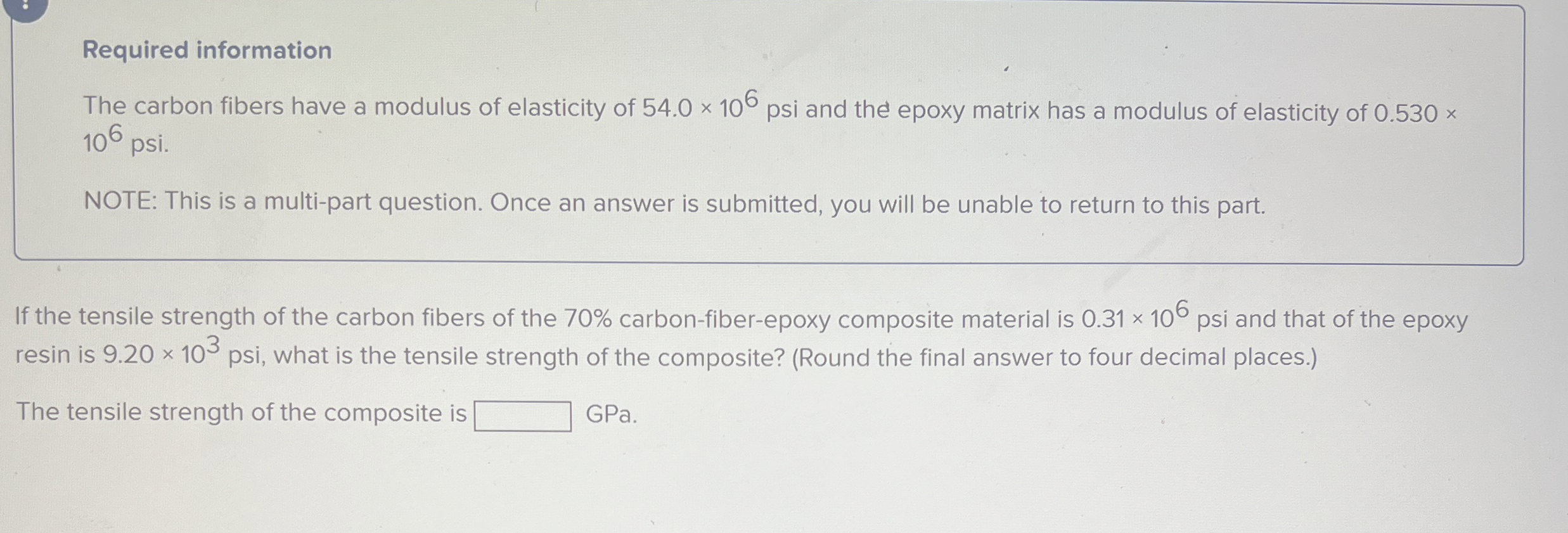 Required information The carbon fibers have a