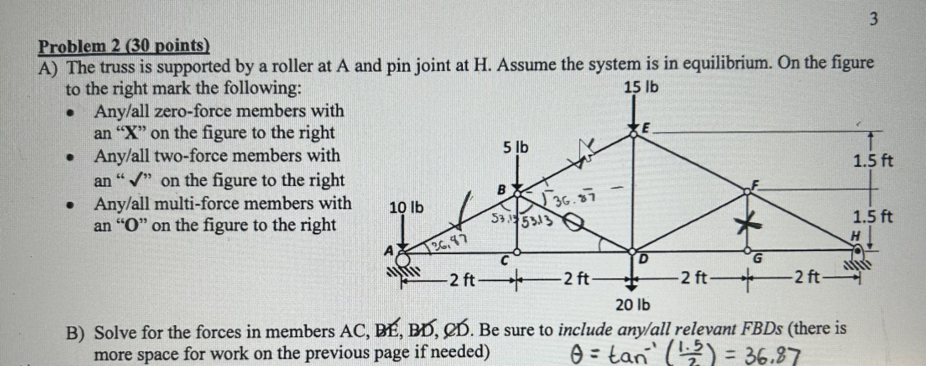 3 Problem 2 ( 3 0 points ) A ) The truss is