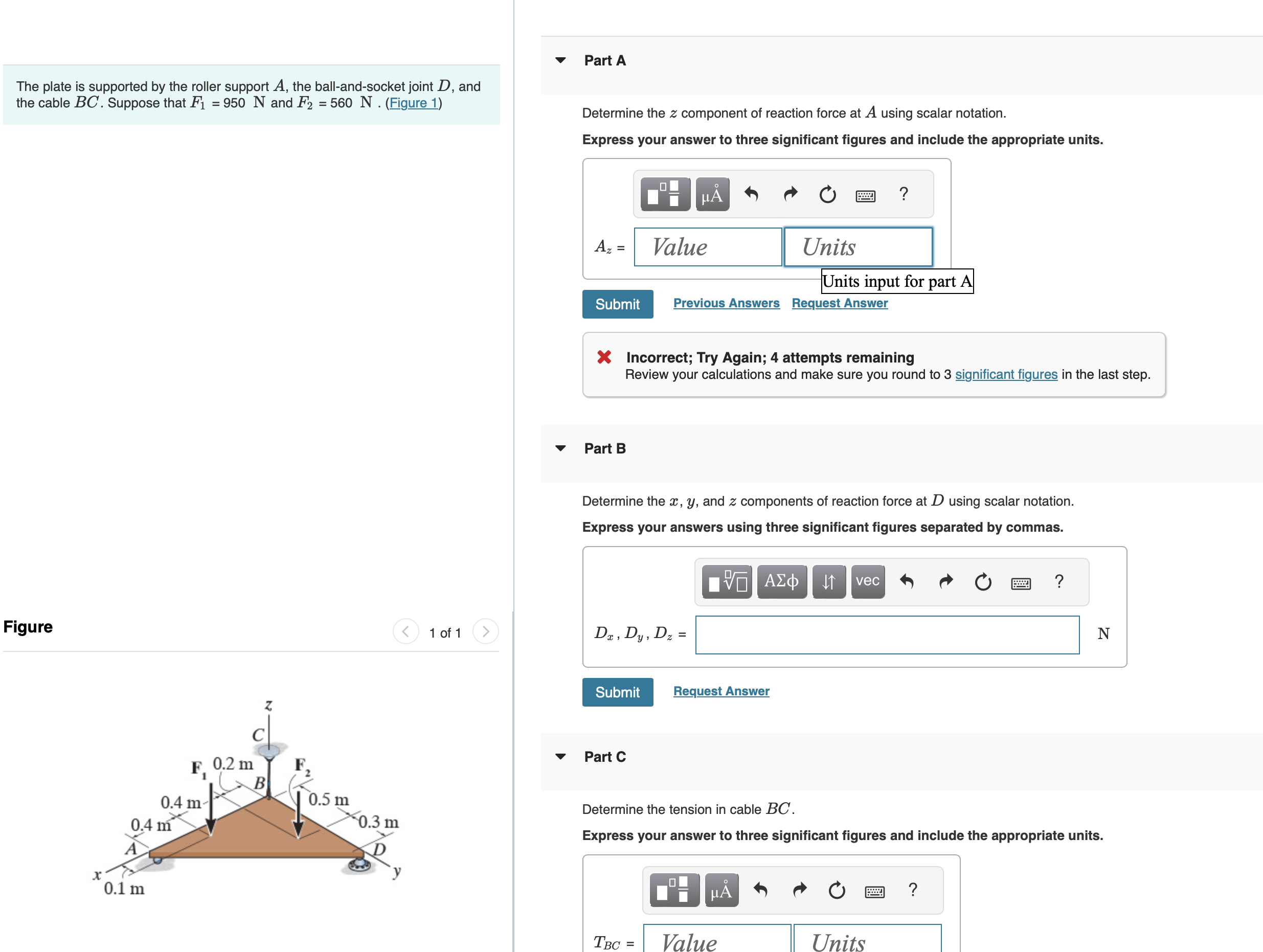 The plate is supported by the roller support A ,