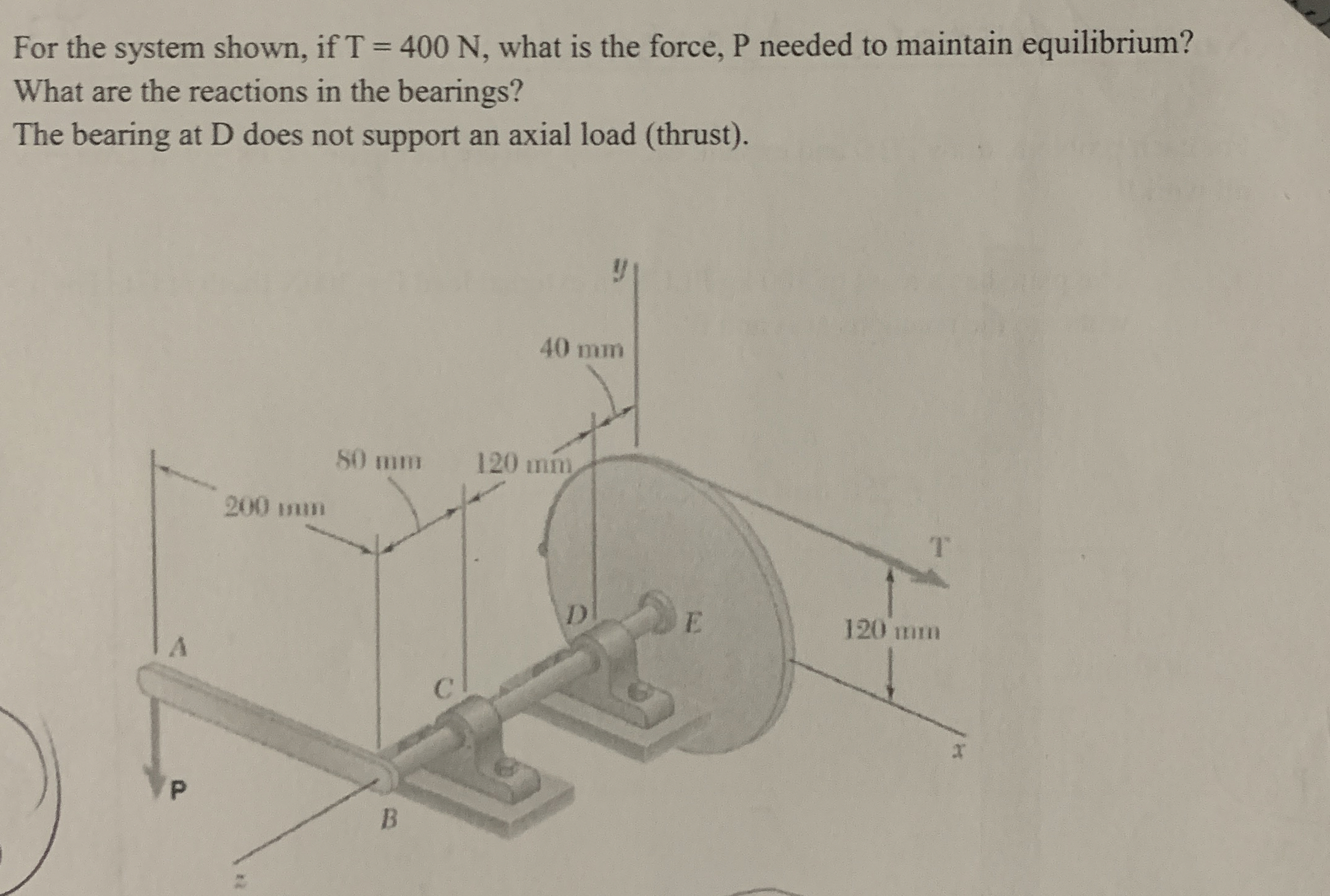 For the system shown, if T = 4 0 0 N , what is