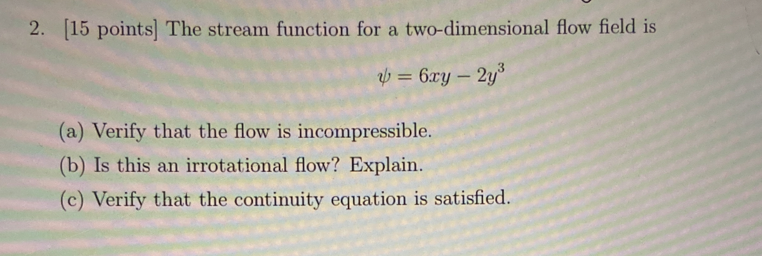 The stream function for a two - dimensional flow
