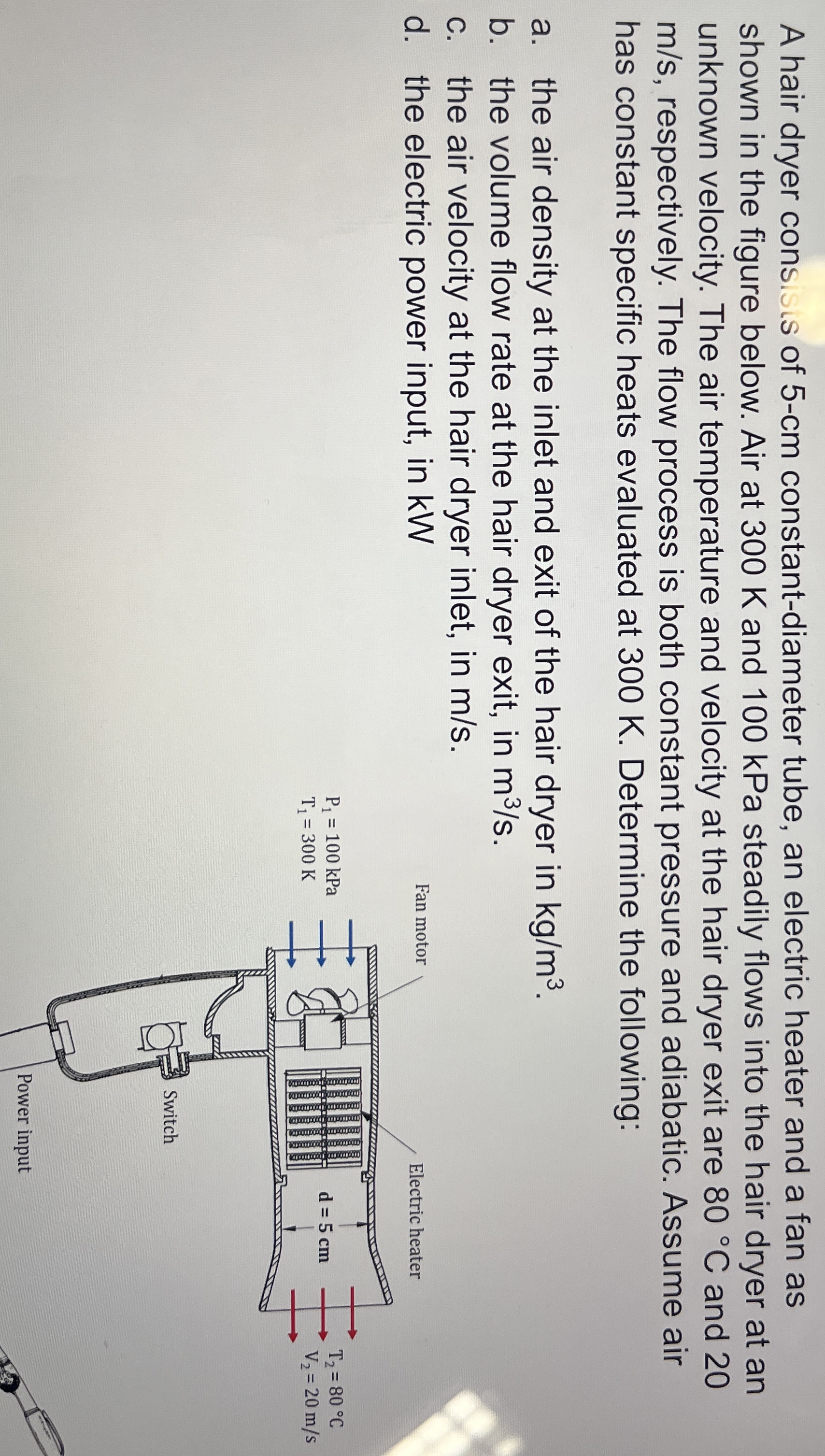 A hair dryer consis of 5 - c m constant -