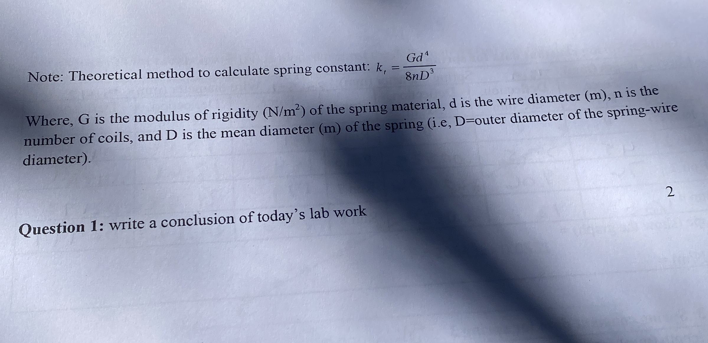 Note: Theoretical method to calculate spring