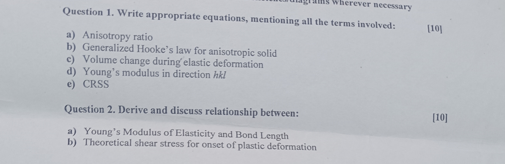 Question 1 . Write appropriate equations,