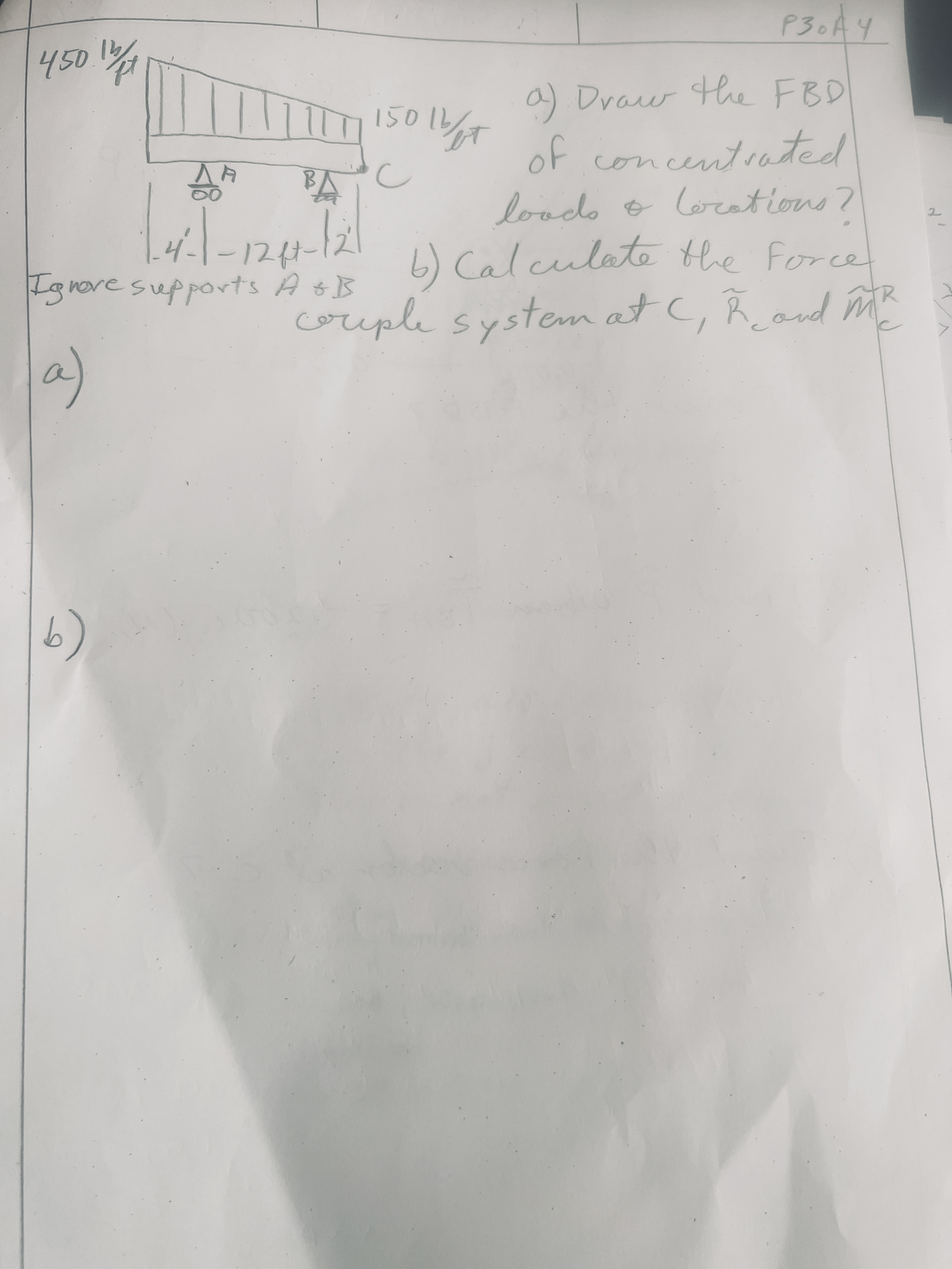 P 3 . A 4 4 5 0 l l p l a ) Draw the FBD of