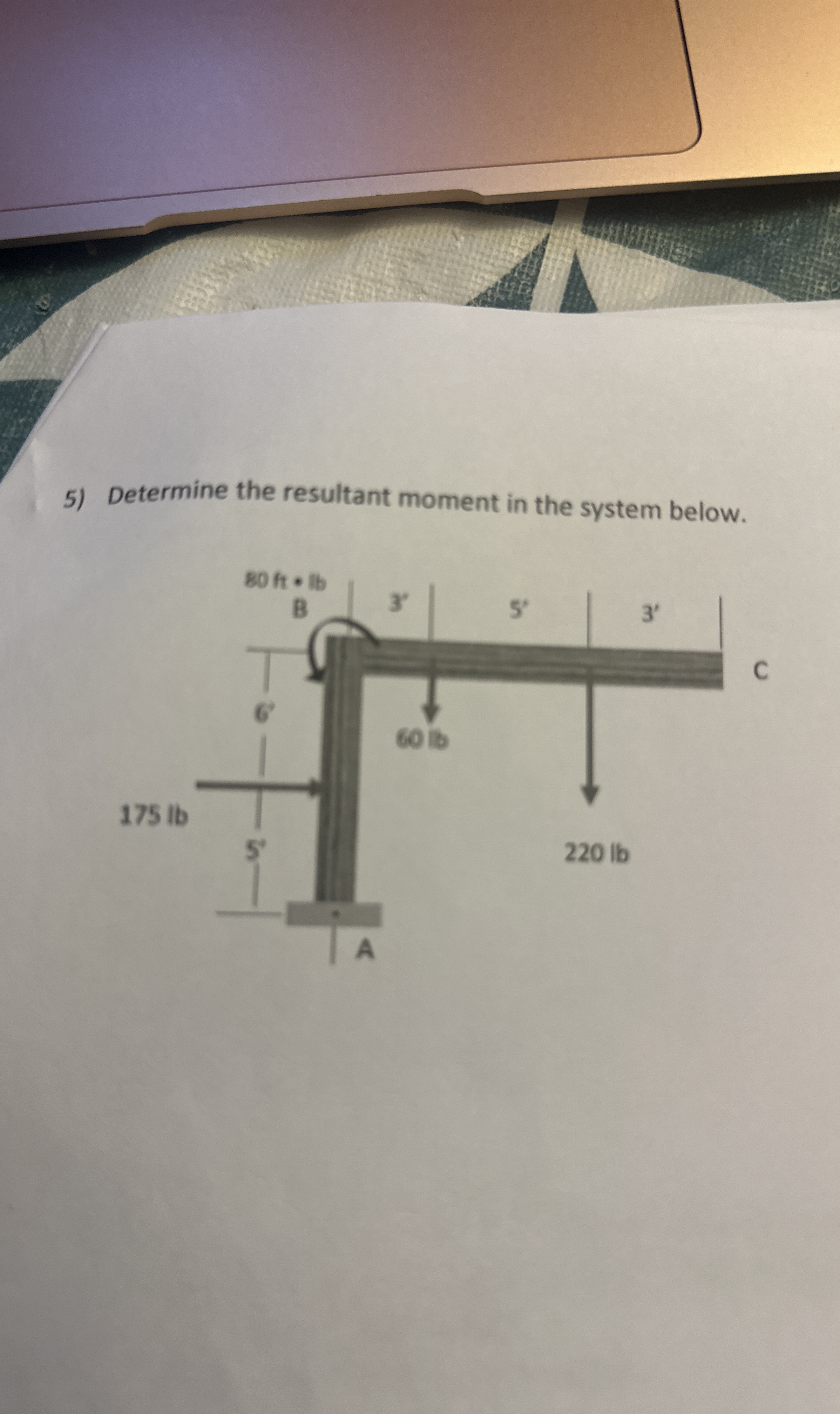 Determine the resultant moment in the system