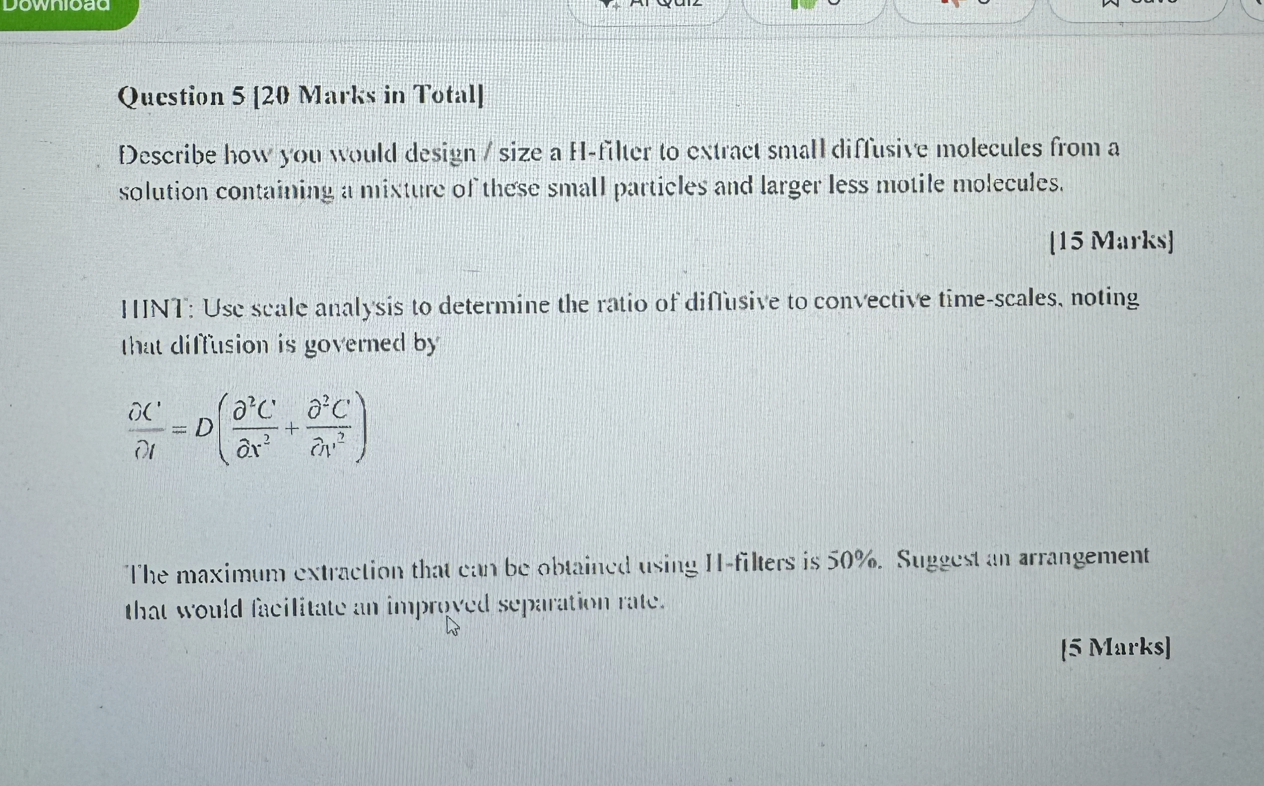 Question Marks in Totall ] Describe how you would