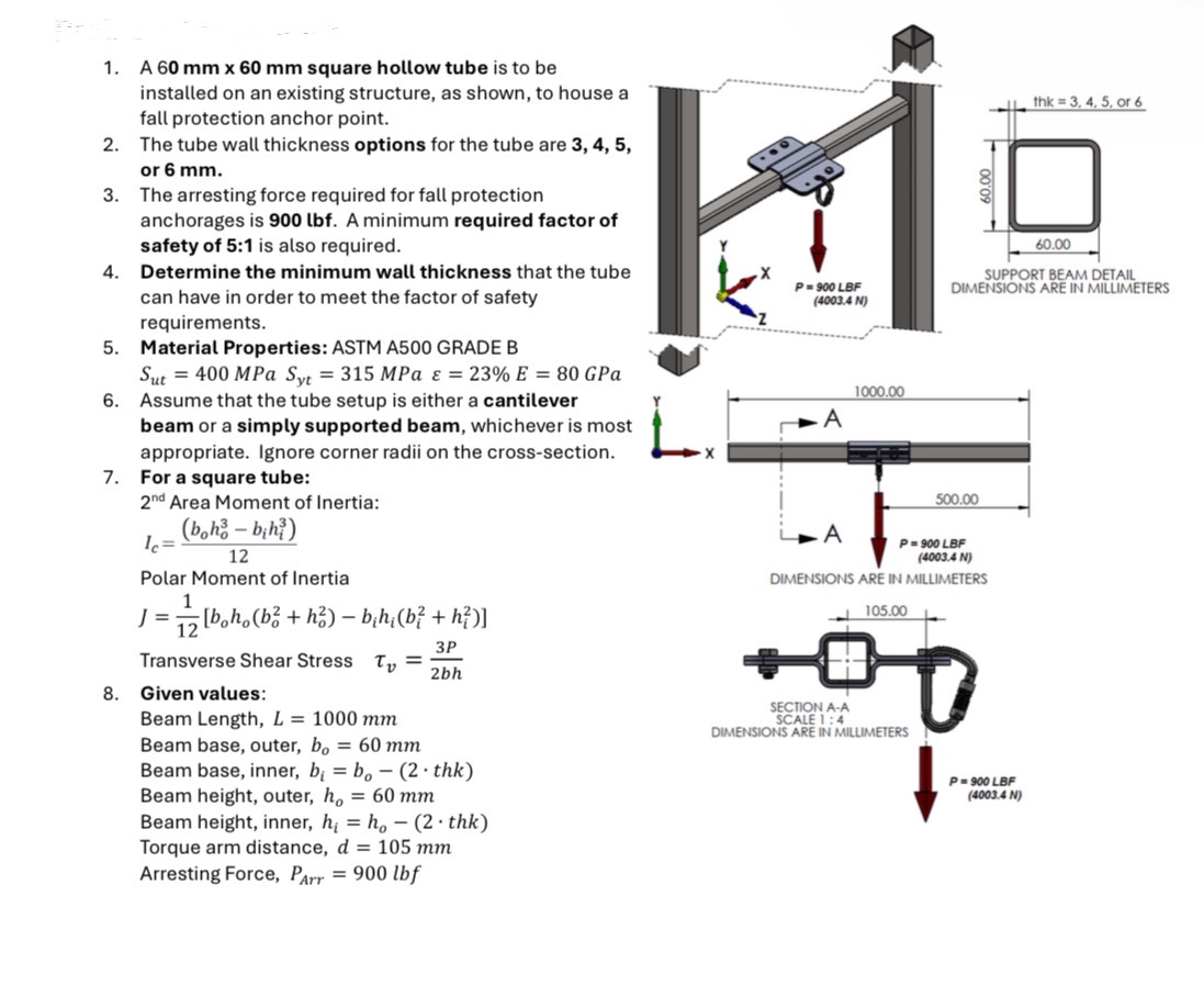 A 6 0 m m 6 0 m m square hollow tube is to be