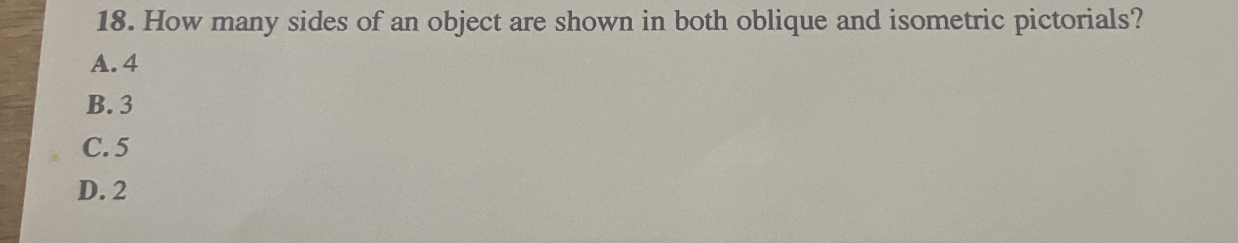 How many sides of an object are shown in both
