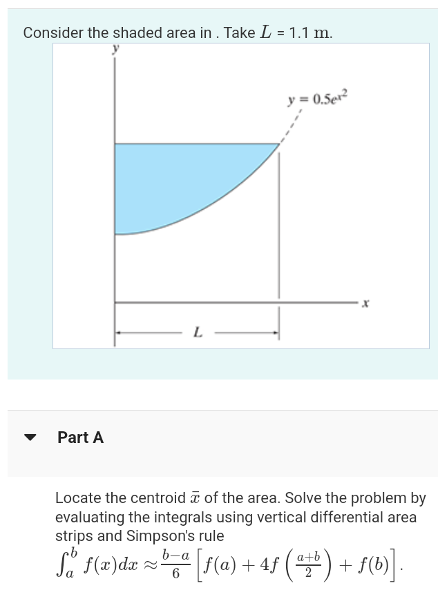 Consider the shaded area in . Take L = 1 . 1 m .