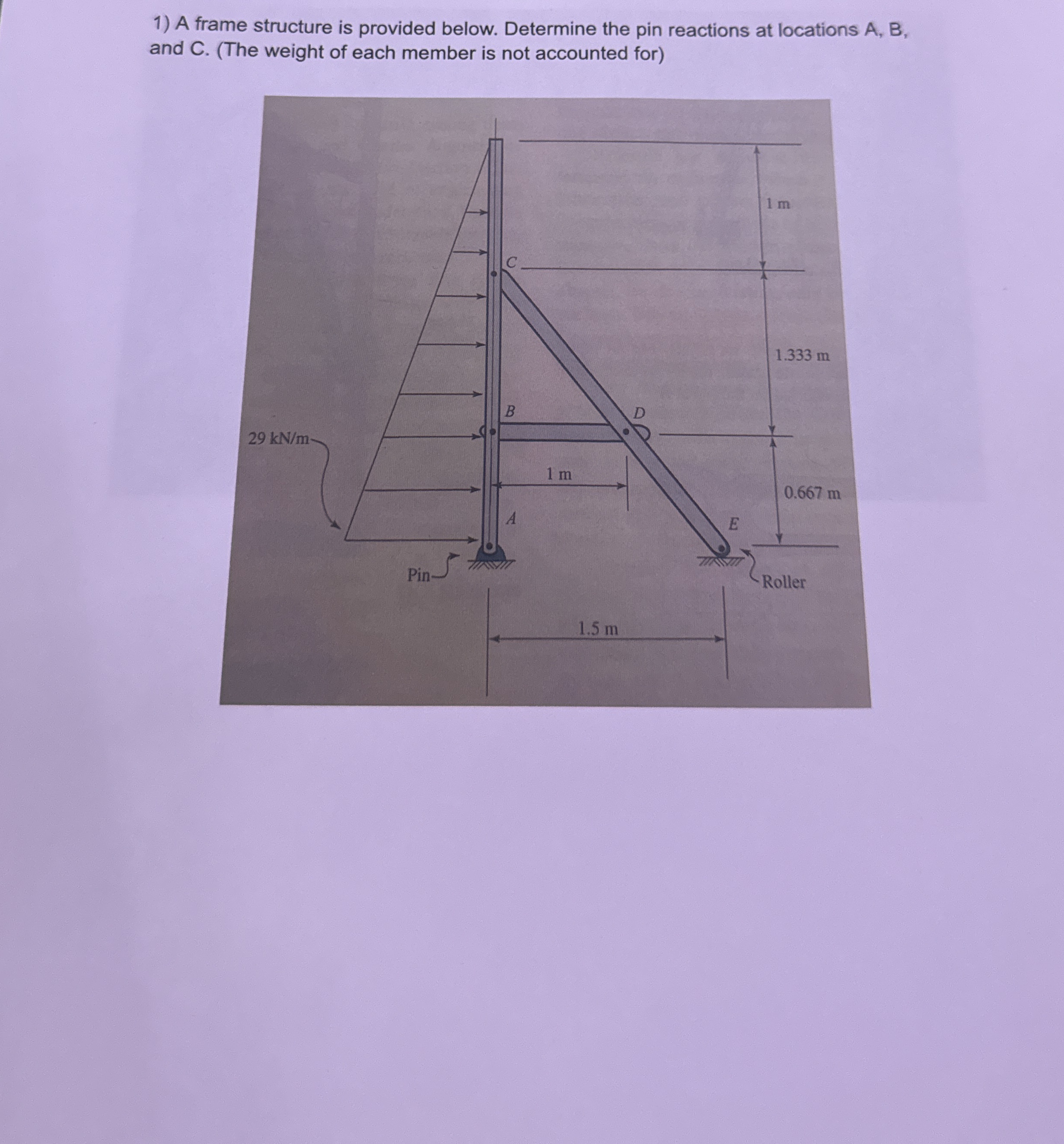 A frame structure is provided below. Determine