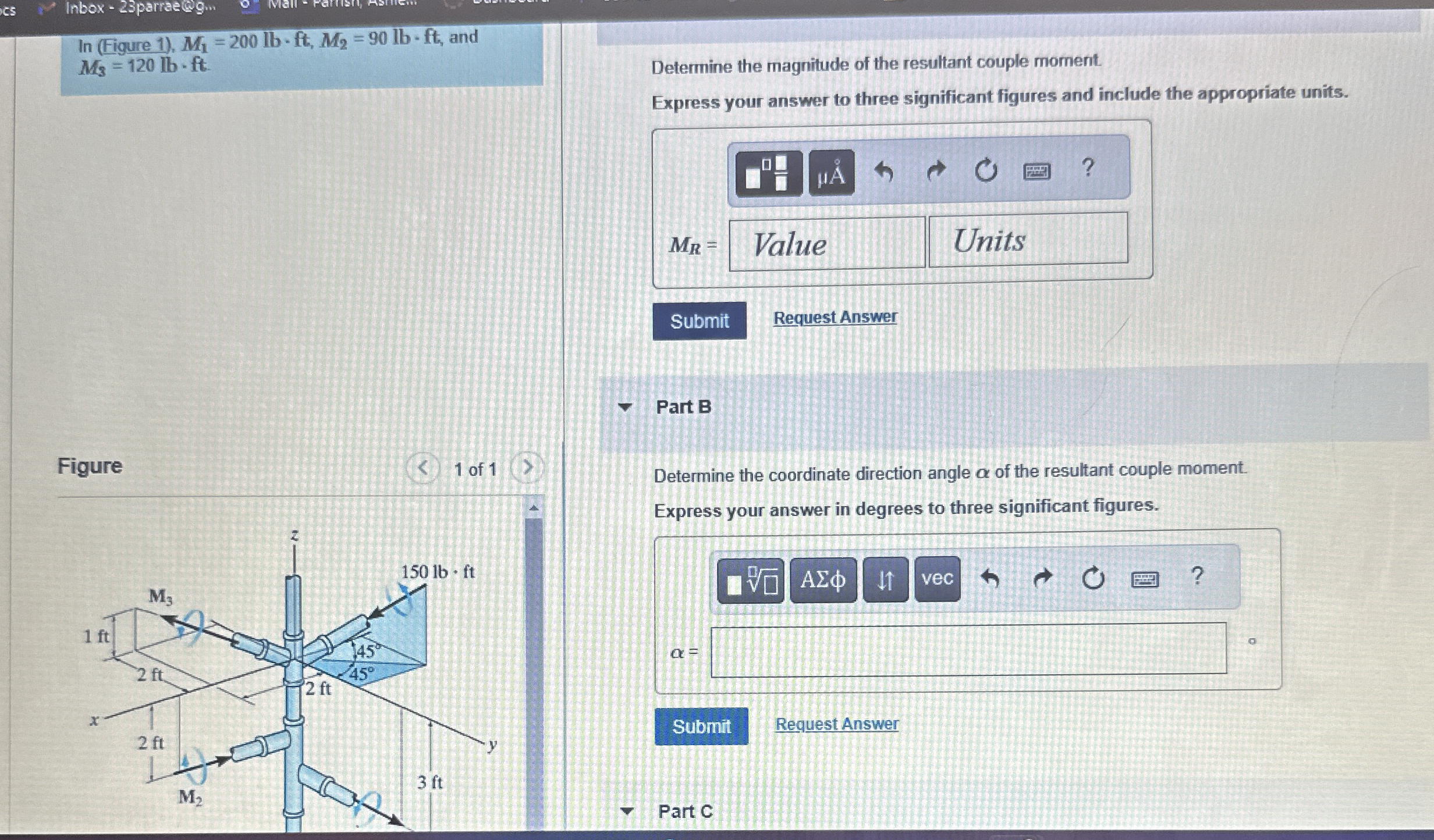 l n ( Figure 1 ) , M 1 = 2 0 0 l b * f t , M 2 =
