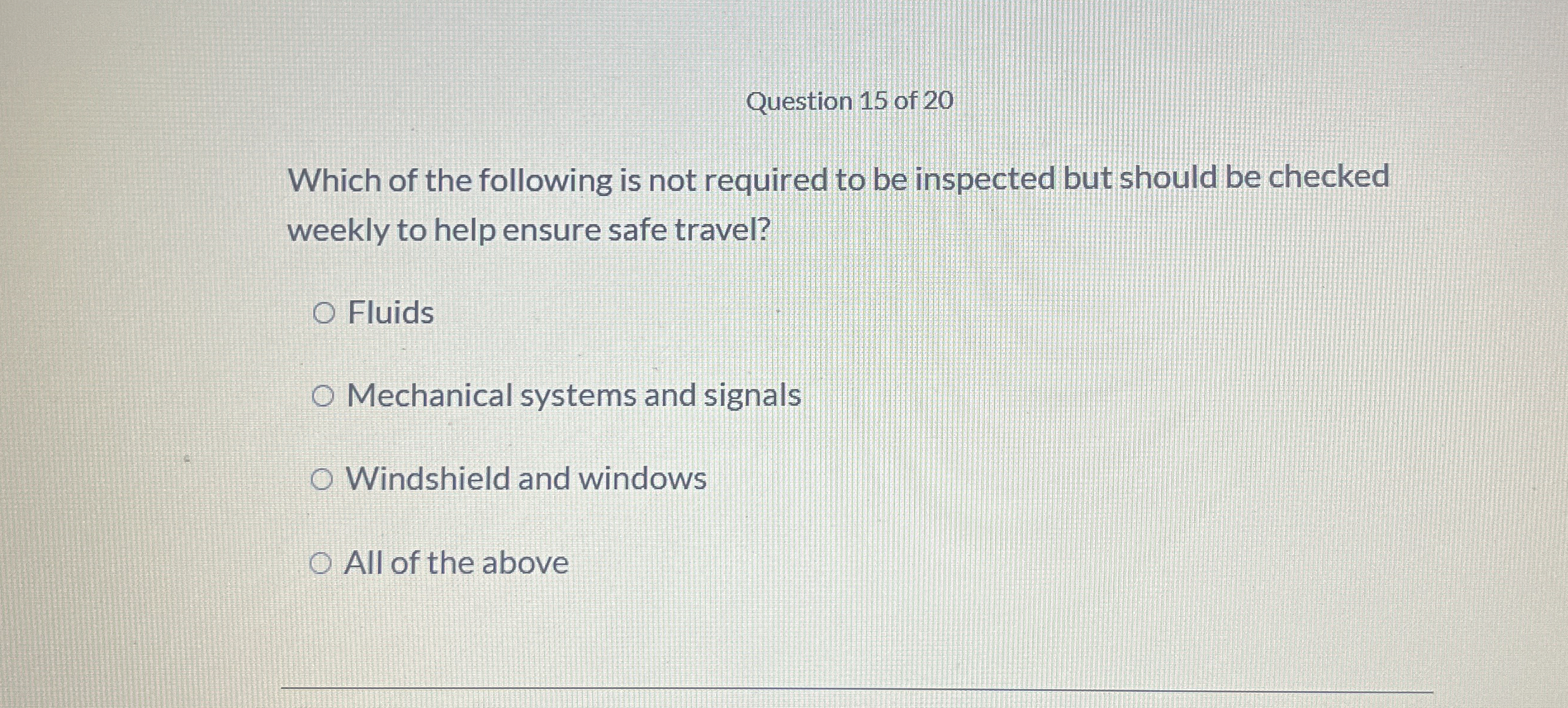 Question 1 5 of 2 0 Which of the following is not