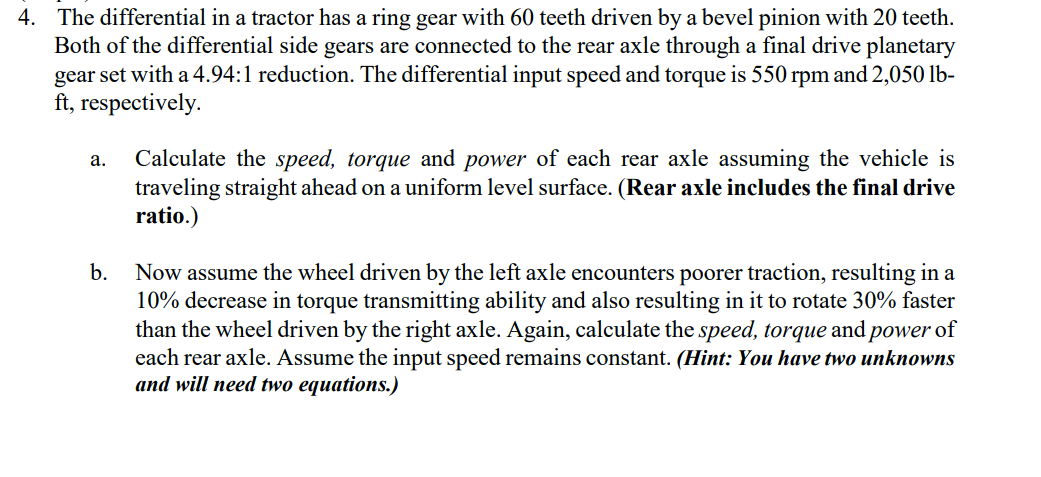 4 . The differential in a tractor has a ring gear