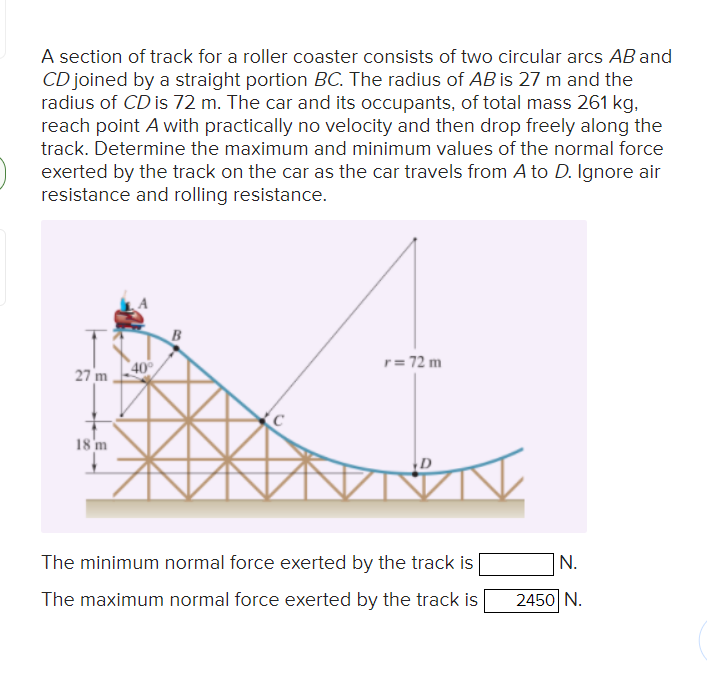 A section of track for a roller coaster consists