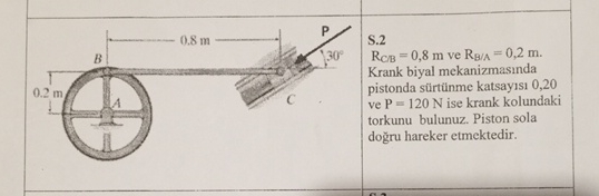 S . 2 R C B = 0 , 8 m ve R B A = 0 , 2 m . Krank