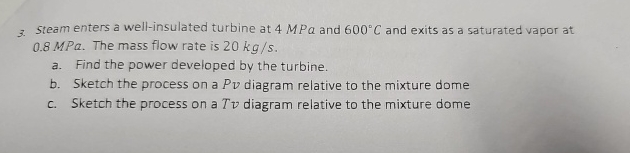 Steam enters a well - insulated turbine at 4 MPQ