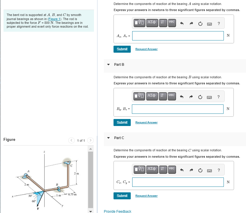 Determine the components of reaction at the