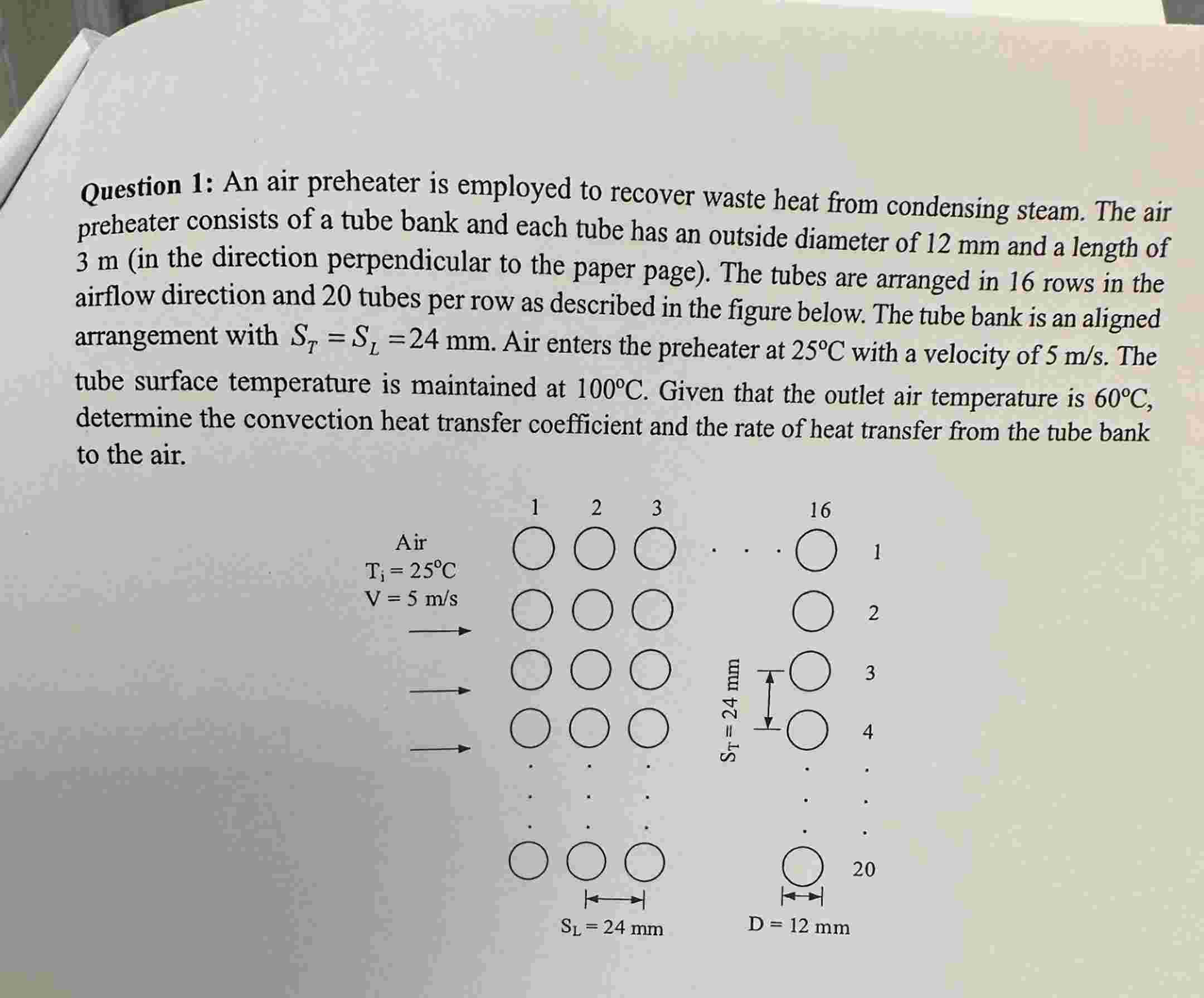 Question 1 : An air preheater is employed to