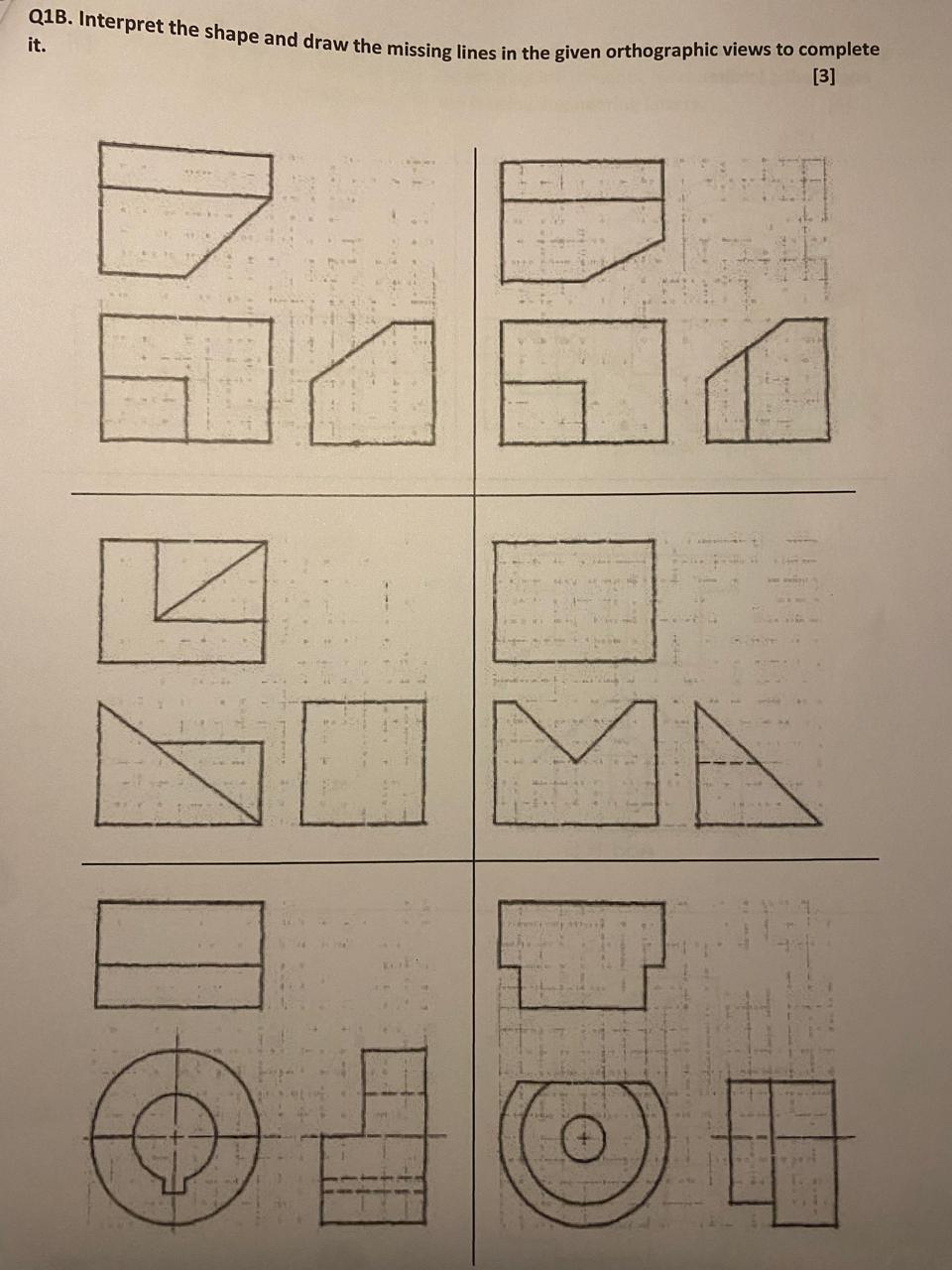 Q 1 B . Interpret the shape and draw the missing